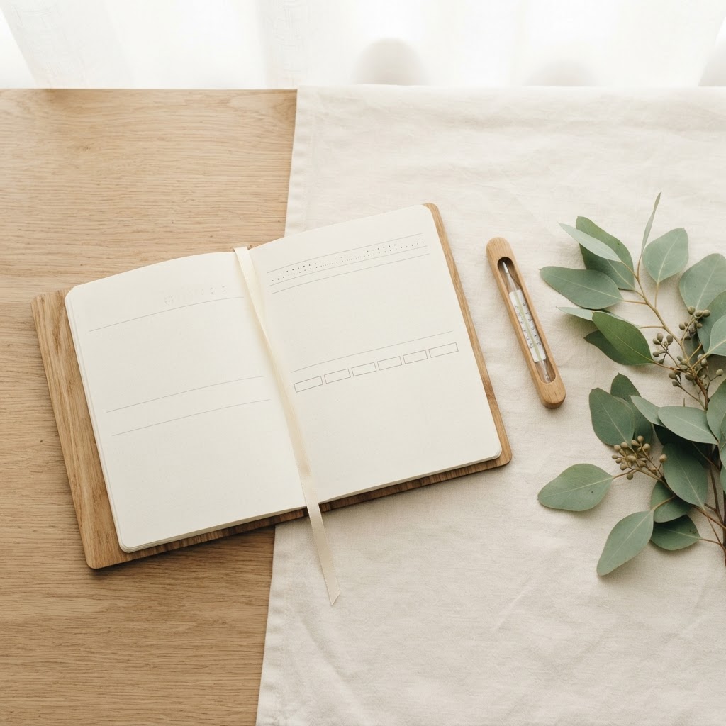 Fertility tracking journal and basal thermometer